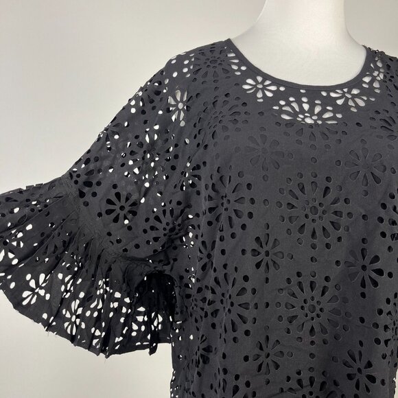 $428 NWOT See by Chloé Eyelet Top Lasercut Perforated Blouse Size 36 Black - Picture 5 of 14